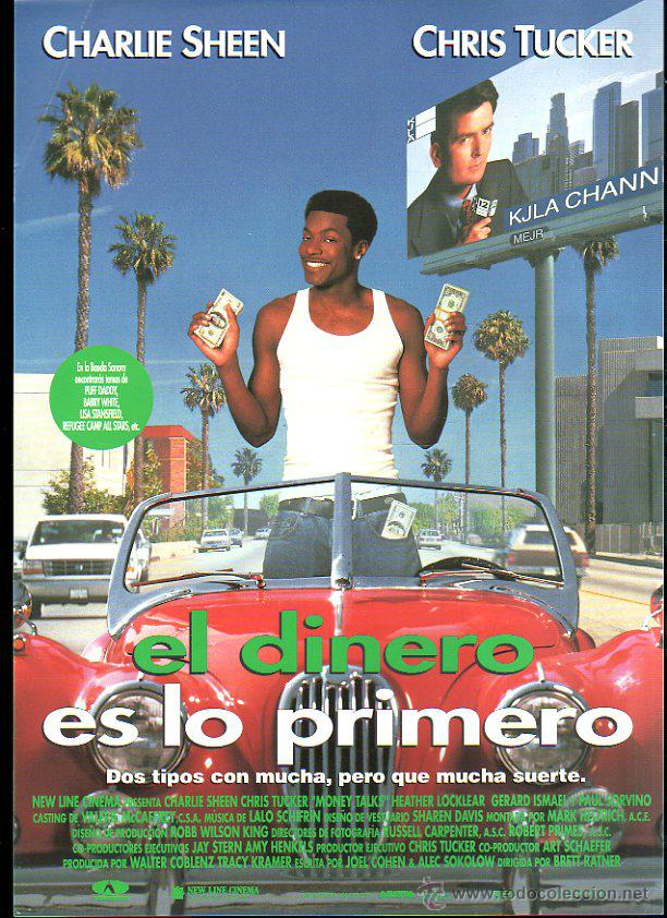 Cinema: GUIA PUBLICITARIA DE LA PELICULA EL DINERO ES LO PRIMERO. CHARLIE SHEEN