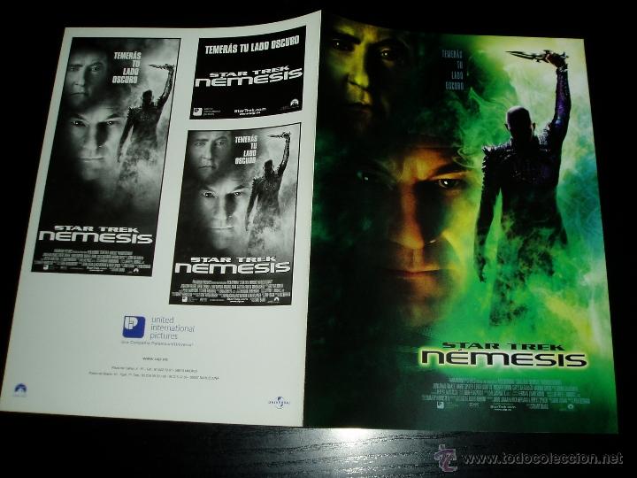 Cine: STAR TREK. NEMESIS. GU&Iacute;A PUBLICITARIA DOBLE. ORIGINAL DE LA PEL&Iacute;CULA.