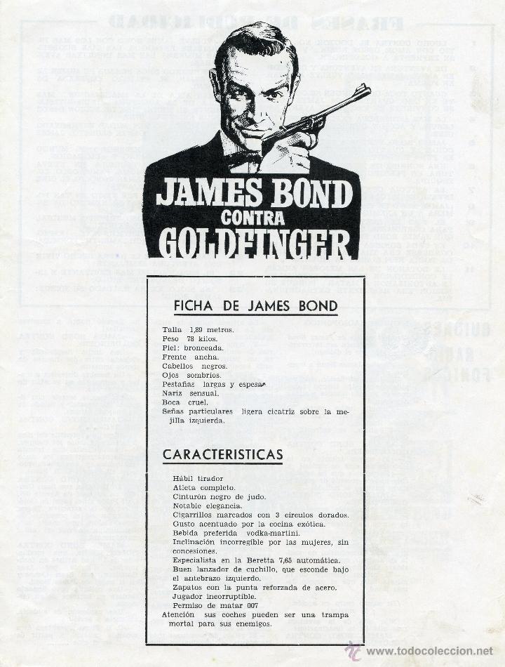 Cine: GOLDFINGER 1964 (GUIA ORIGINAL 4 PAGINAS DE SU ESTRENO EN ESPA&Ntilde;A) SEAN CONNERY JAMES BOND 007