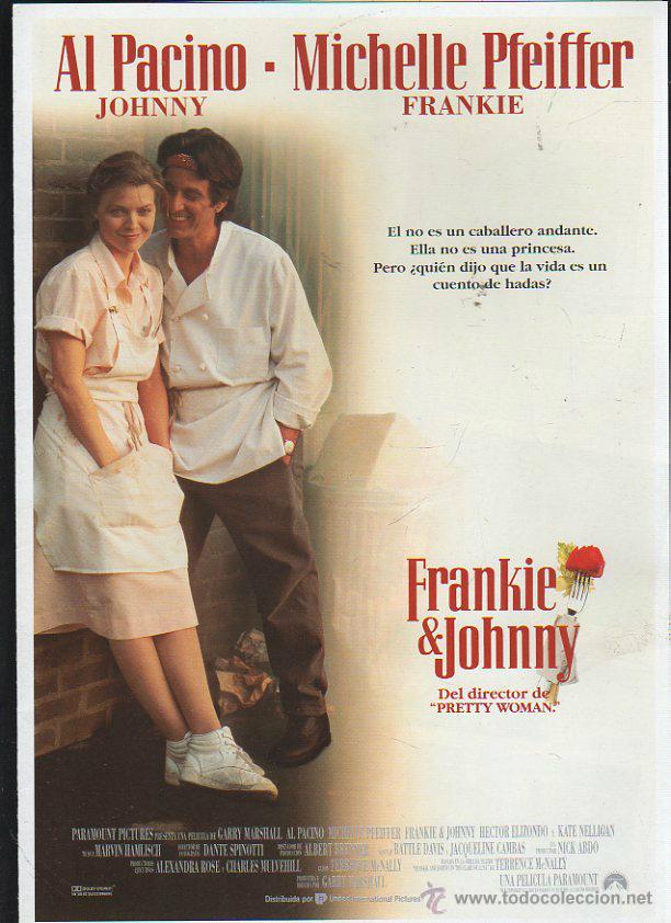 Kino: GUIA PUBLICITARIA DE CINE DE LA PELICULA FRANKIE & JOHNNY. AL PACINO. MICHELLE PFEIFFER