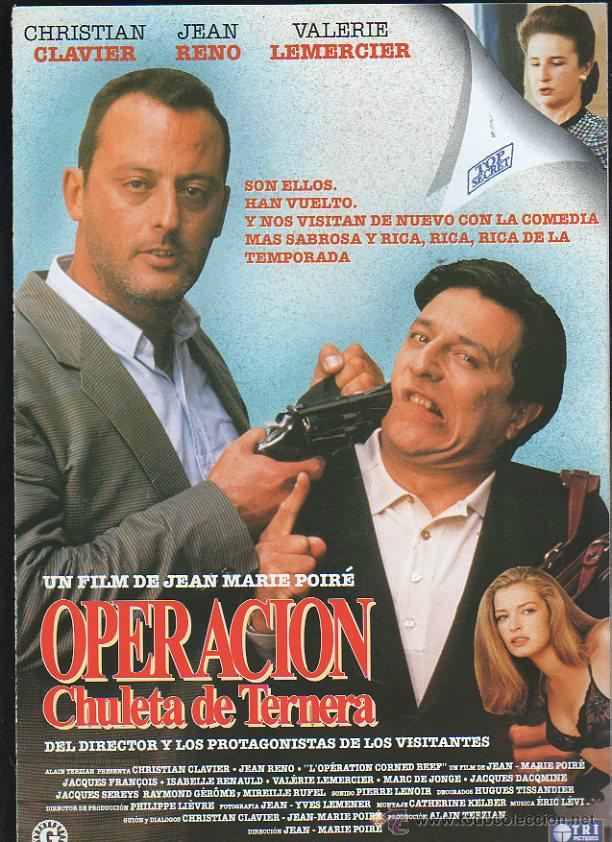Cin&eacute;ma: GUIA PUBLICITARIA DE CINE DE LA PELICULA OPERACION CHULETA DE TERNERA. CHRISTIAN CLAVIER. JEAN RENO