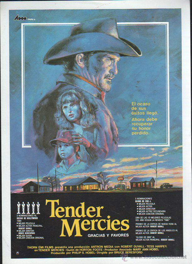 Cinema: GUIA PUBLICITARIA DE CINE DE LA PELICULA TENDER MERCIES. GRACIAS Y FAVORES. ROBERT DUVALL