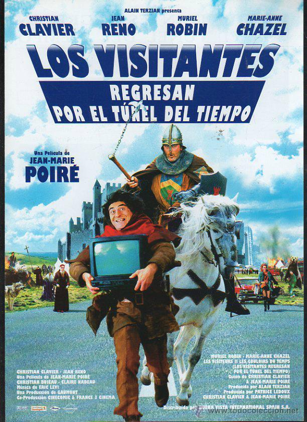 Cin&eacute;ma: GUIA PUBLICITARIA DE CINE DE LA PELICULA LOS VISITANTES REGRESAN POR EL TUNEL DEL TIEMPO. JEAN RENO