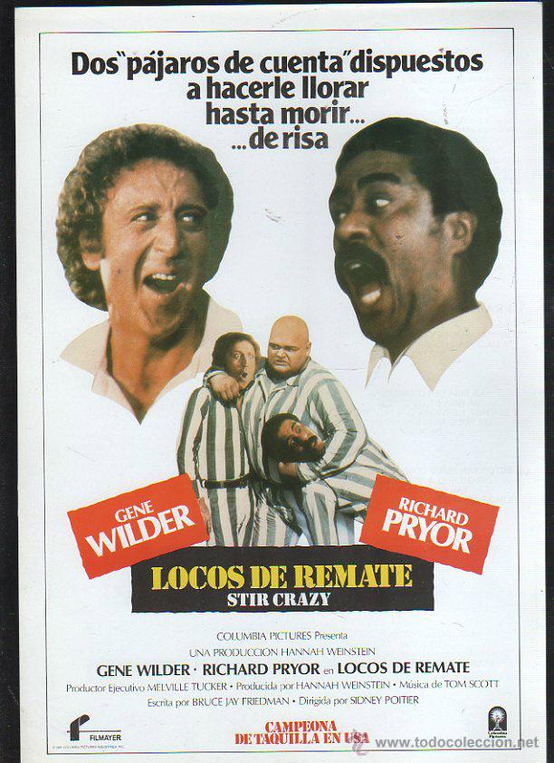 Cin&eacute;ma: GUIA PUBLICITARIA DE CINE DE LA PELICULA LOCOS DE REMATE. STIR CRAZY. GENE WILDER. RICHARD PRYOR