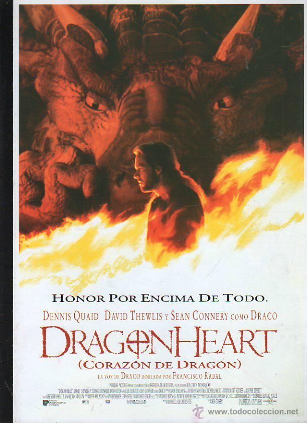 Cin&eacute;ma: GUIA PUBLICITARIA DE CINE DE LA PELICULA DRAGON HEART (CORAZON DE DRAGON). DENNIS QUAID