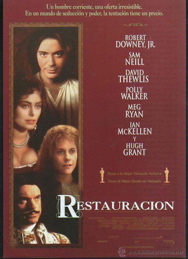 Cinema: GUIA PUBLICITARIA DE CINE DE LA PELICULA RESTAURACION. ROBERT DOWNEY, JR., SAM NEILL