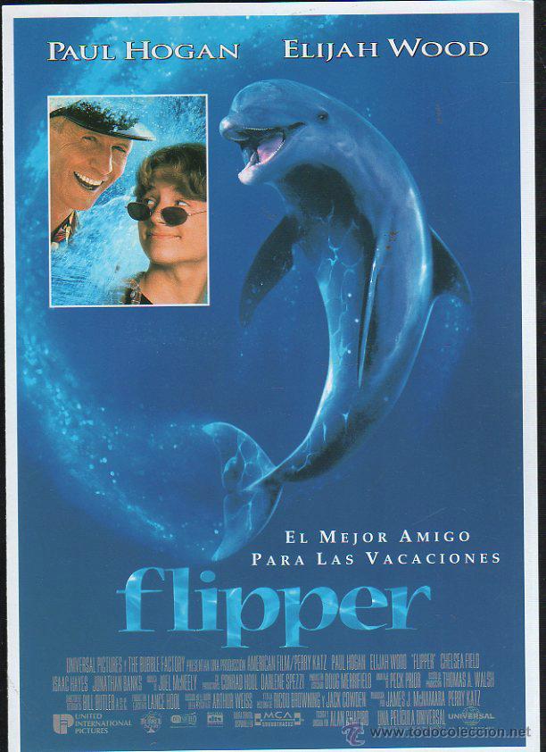 Kino: GUIA PUBLICITARIA DE CINE DE LA PELICULA FLIPPER, PAUL HOGAN, ELIJAH WOOD