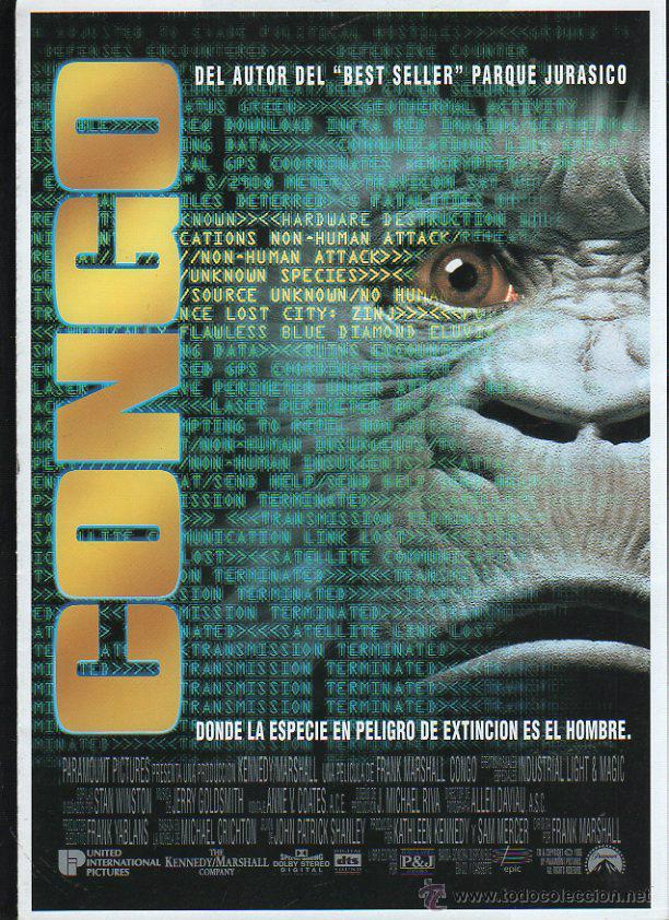 Cinema: GUIA PUBLICITARIA DE CINE DE LA PELICULA CONGO. DYLAN WALSH