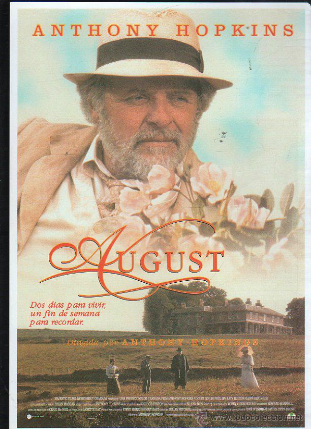 Cinema: GUIA PUBLICITARIA DE CINE DE LA PELICULA AUGUST. ANTHONY HOPKINS