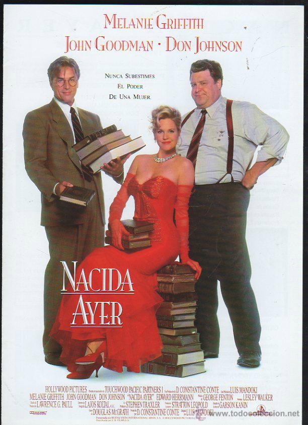 Cin&eacute;ma: GUIA PUBLICITARIA DE CINE DE LA PELICULA NACIDA AYER. MELANIE GRIFFITH, DON JOHNSON
