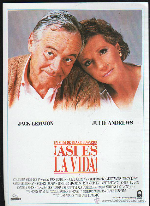 Cinema: GUIA PUBLICITARIA DE CINE DE LA PELICULA ASI ES LA VIDA. JACK LEMMON, JULIE ANDREWS