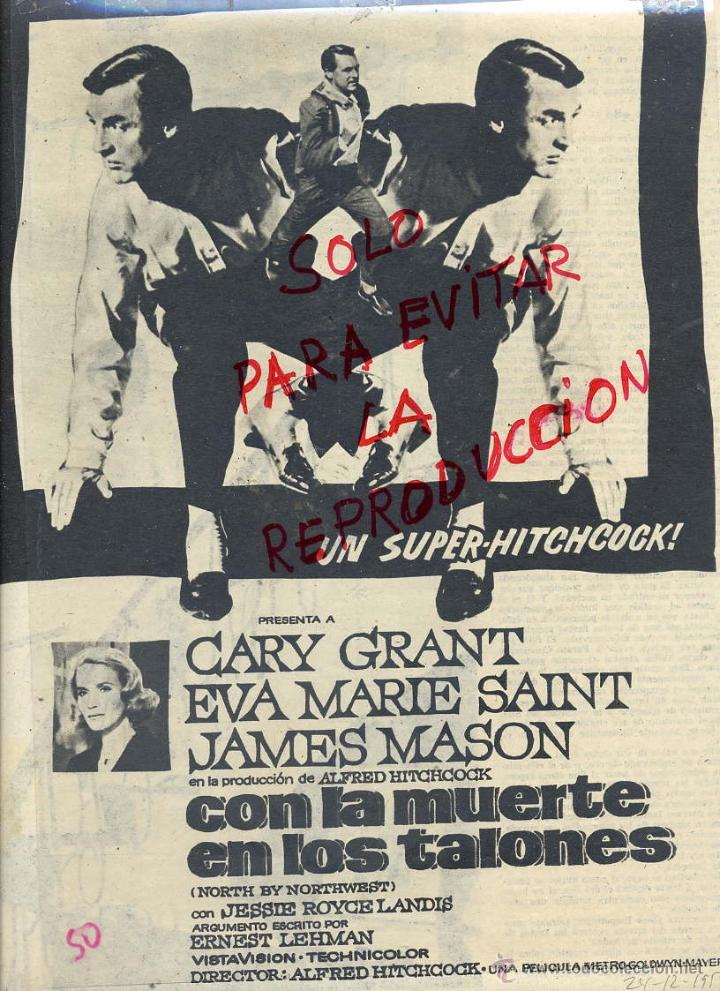 Cine: CON LA MUERTE EN LOS TALONES 1959 CARY GRANT HOJA REVISTA