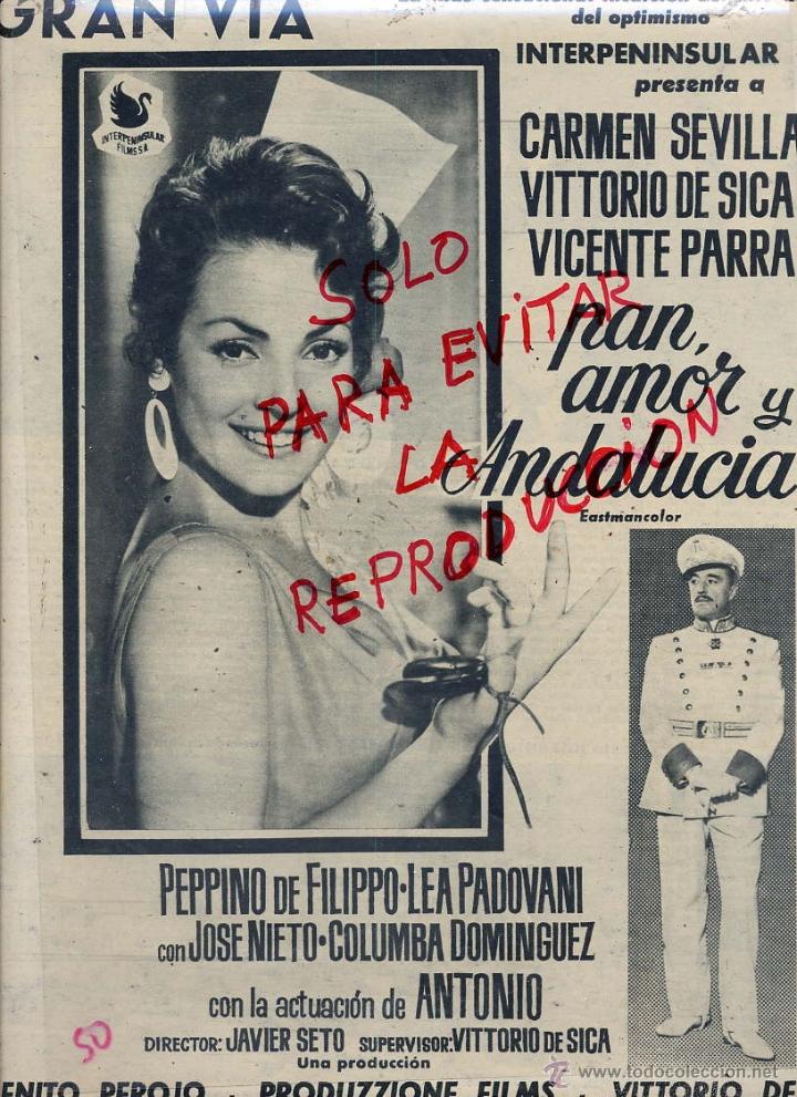 Cine: PAN AMOR Y ANDALUCIA 1959 CARMEN SEVILLA VITTORIO DE SICA HOJA REVISTA