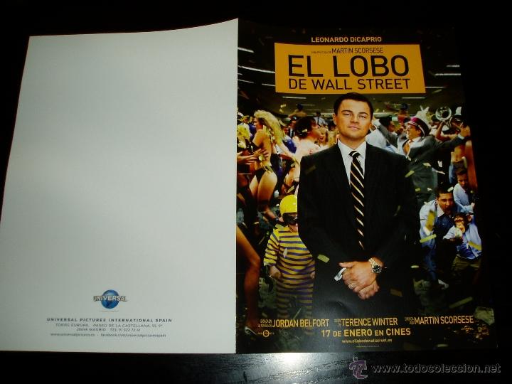 Cine: EL LOBO DE WALL STREET. GUIA PUBLICITARIA DOBLE. ORIGINAL. MAGNIFICO ESTADO.NUEVO.