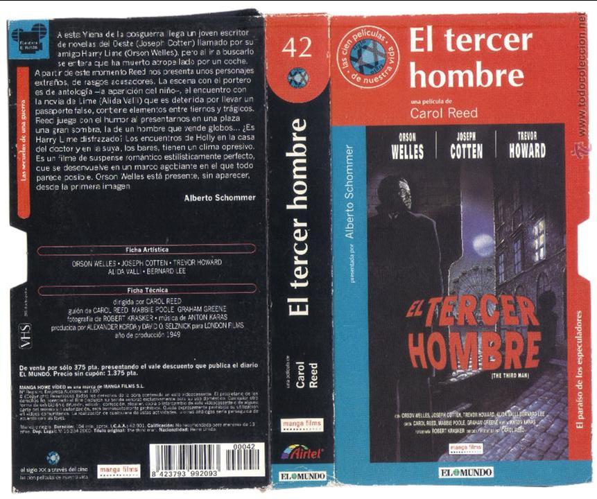 Kino: car&aacute;tula DE VHS - el tercer hombre