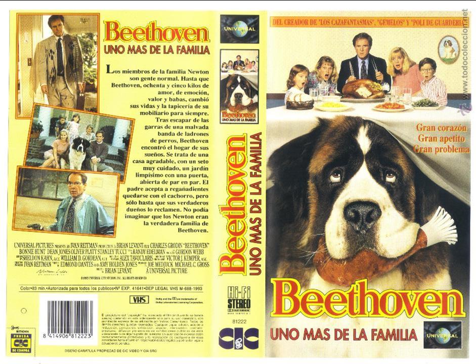 Cine: car&aacute;tula de vhs - beethoven - uno m&aacute;s de la familia