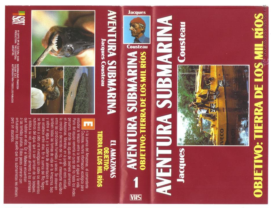 Cine: car&aacute;tula DE VHS - jacques cousteau - aventura submarina - objetivo: tierra de los mil r&iacute;os