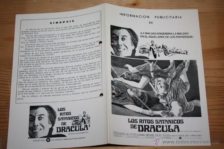 Cine: GUIA ORIGINAL DE LA PELICULA MANSION LOS RITOS SATANICOS DE DRACULA
