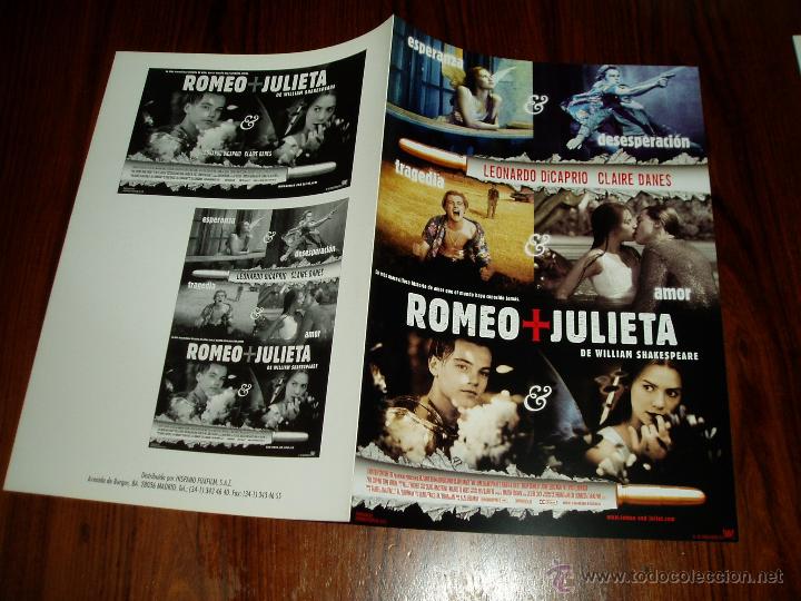 Cine: ROMEO Y JULIETA. GU&Iacute;A PUBLICITARIA DOBLE ORIGINAL DE LA PEL&Iacute;CULA.