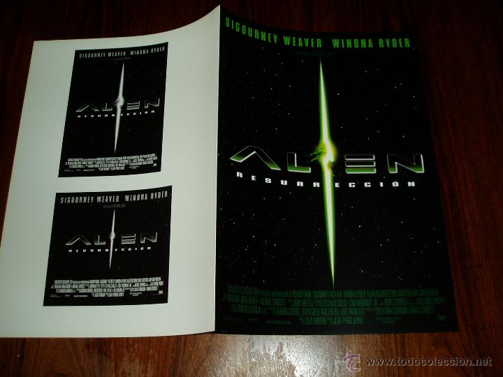 Cine: ALIEN RESURRECCI&Oacute;N. GU&Iacute;A PUBLICITARIA DOBLE ORIGINAL DE LA PEL&Iacute;CULA.