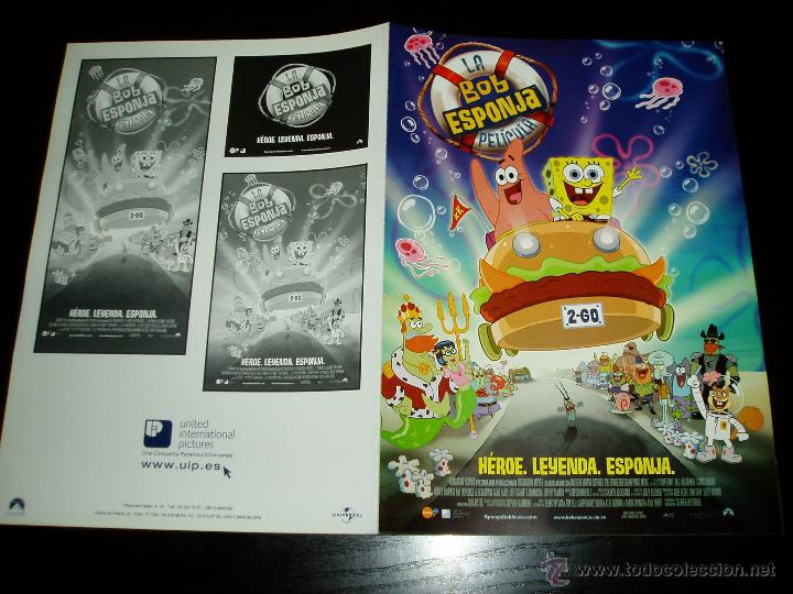 Cine: BOB ESPONJA LA PELICULA. GUIA PUBLICITARIA DOBLE. ORIGINAL.