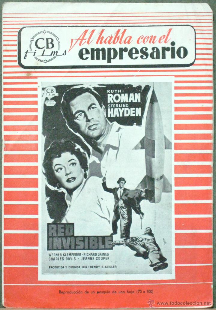 Cine: G5343 RED INVISIBLE RUTH ROMAN STERLING HAYDEN GUIA ORIGINAL CB FILMS ESTRENO