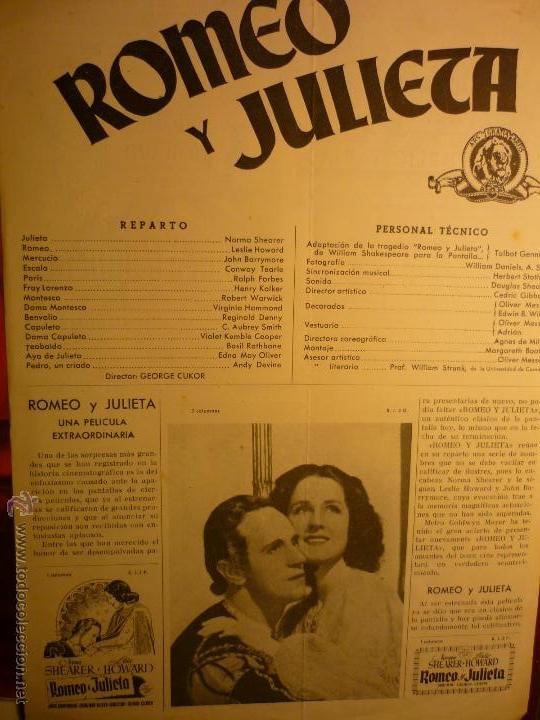 Cine: guia metro .--romeo y julieta - norma shearer --leslie howard - bb