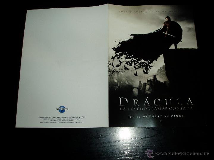 Cine: DRACULA. LA LEYENDA JAMAS CONTADA.. GUIA PUBLICITARIA DOBLE. ORIGINAL.MAGNIFICO ESTADO..NUEVO.