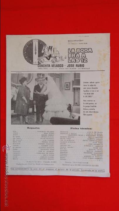 Cine: la boda era a las 12, guia doble mgm, 1963, conchita velasco jose rubio