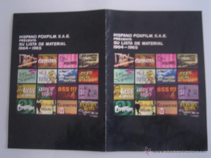 Cinema: celopatra viento en las velas flecha rota catalogo lista material fox 1964 65