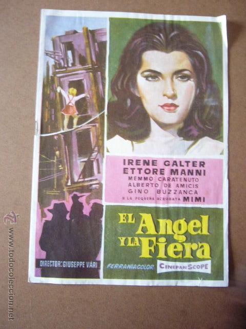 Cine: GUIA DE CINE. EL ANGEL Y LA FIERA. IRENE GALTER - ETTORE MANNI. 6 PP. ILUSTRADO.