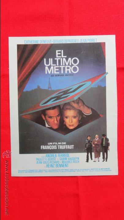 Cinema: el ultimo metro, 1a selecci&oacute;n 81 de filmayer, catherine devenue gerard depardieu