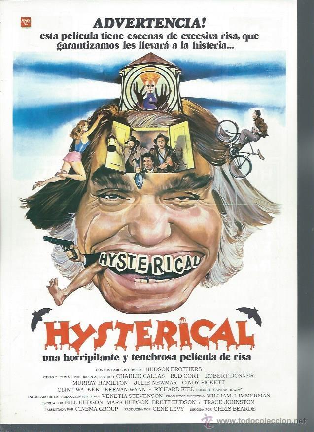 Cinema: GU&Iacute;A PUBLICITARIA DE CINE HYSTERICAL, PEL&Iacute;CULA DE RISA, ORIGINAL, 20 POR 30CM