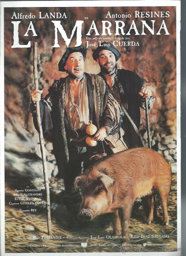 Cin&eacute;ma: GU&Iacute;A PUBLICITARIA DE CINE LA MARRANA, JOSE LUIS CUERDA, ORIGINAL, 20 POR 30CM