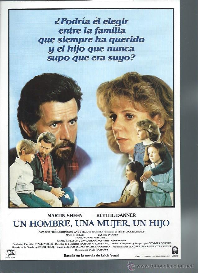 Cin&eacute;ma: GU&Iacute;A PUBLICITARIA DE CINE UN HOMBRE, UNA MUJER, UN HIJO, ORIGINAL, 20 POR 30CM