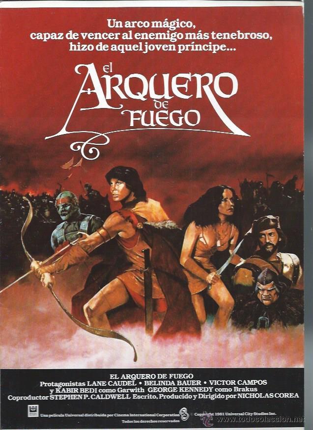 Cin&eacute;ma: GU&Iacute;A PUBLICITARIA DE CINE EL ARQUERO DE FUEGO, ORIGINAL, 20 POR 30CM