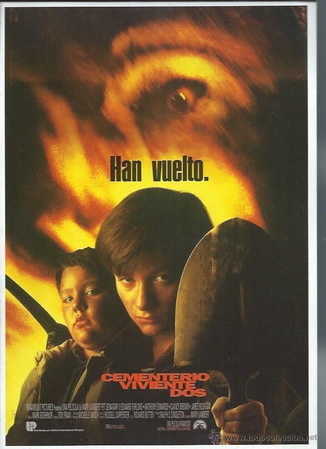 Cin&eacute;ma: GU&Iacute;A PUBLICITARIA DE CINE CEMENTERIO VIVIENTE DOS, HAN VUELTO, ORIGINAL, 20 POR 30CM