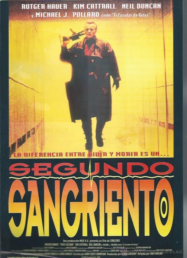 Kino: GU&Iacute;A PUBLICITARIA DE CINE SEGUNDO SANGRIENTO, ORIGINAL, 20 POR 30CM
