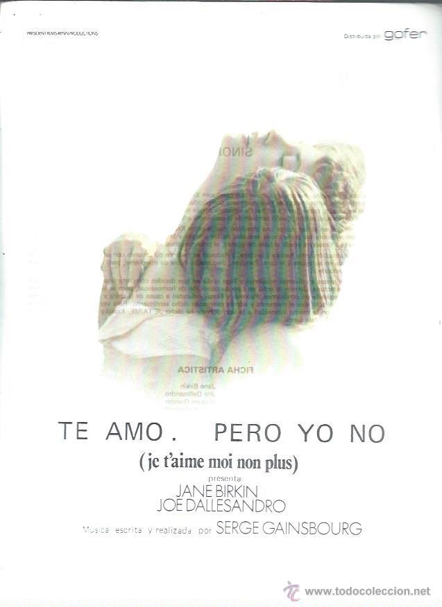 Kino: GU&Iacute;A DE CINE PUBLICITARIA TE AMO. PERO YO NO, ORIGINAL, 20 POR 30CM