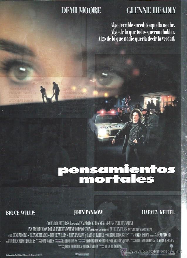 Cinema: GU&Iacute;A PUBLICITARIA DE CINE PENSAMIENTOS MORTALES, DEMI MOORE, ORIGINAL, 20 POR 30CM