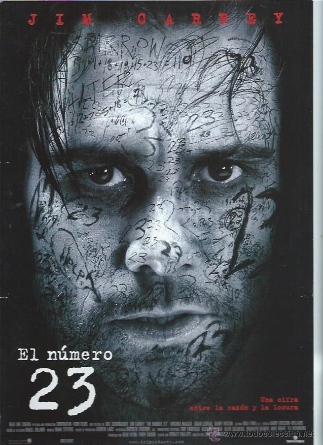 Kino: GU&Iacute;A PUBLICITARIA DE LA PEL&Iacute;CULA EL N&Uacute;MERO 23 JIM CARREY, ORIGINAL, 20 POR 30CM
