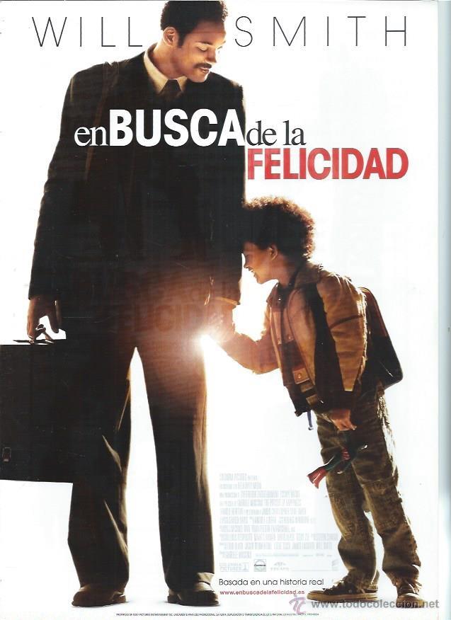 Cinema: GU&Iacute;A PUBLICITARIA DE LA PEL&Iacute;CULA EN BUSCA DE LA FELICIDAD, WILL SMITH, ORIGINAL, 20 POR 30CM