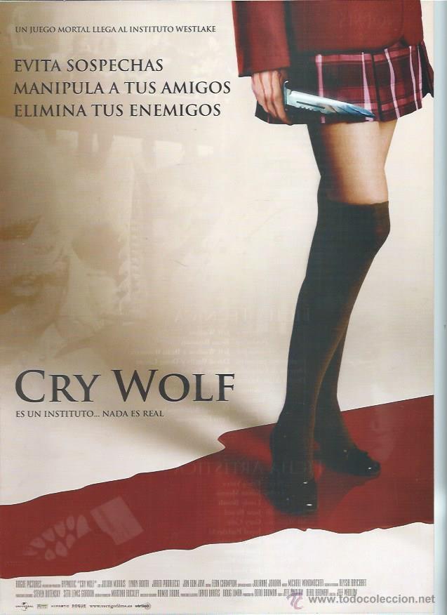 Kino: GU&Iacute;A PUBLICITARIA DE LA PEL&Iacute;CULA CRY WOLF, ORIGINAL, 20 POR 30CM