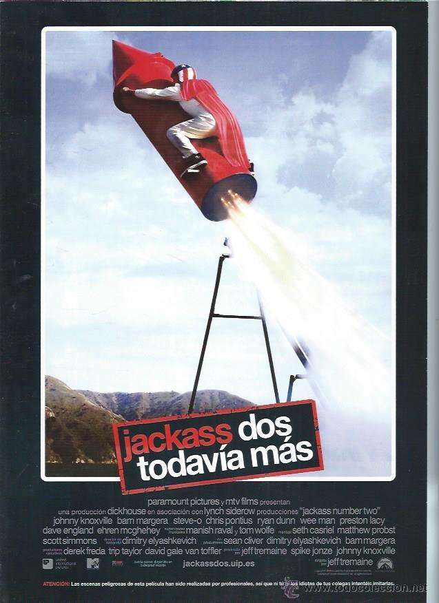Cin&eacute;ma: GU&Iacute;A PUBLICITARIA DE LA PEL&Iacute;CULA JACKASS DOS TODAV&Iacute;A M&Aacute;S, ORIGINAL, 20 POR 30CM