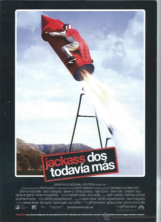 Cin&eacute;ma: GU&Iacute;A PUBLICITARIA DE LA PEL&Iacute;CULA JACKASS DOS TODAV&Iacute;A M&Aacute;S, ORIGINAL, 20 POR 30CM