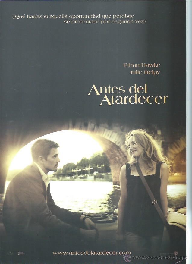 Cinema: GU&Iacute;A PUBLICITARIA DE LA PEL&Iacute;CULA ANTES DEL ATARDECER, ORIGINAL, 20 POR 30CM
