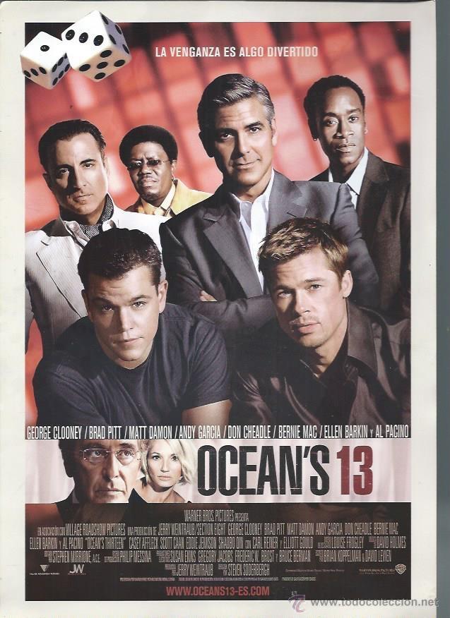 Cinema: GU&Iacute;A PUBLICITARIA DE LA PEL&Iacute;CULA OCEAN&acute;S 13, ORIGINAL, 20 POR 30CM