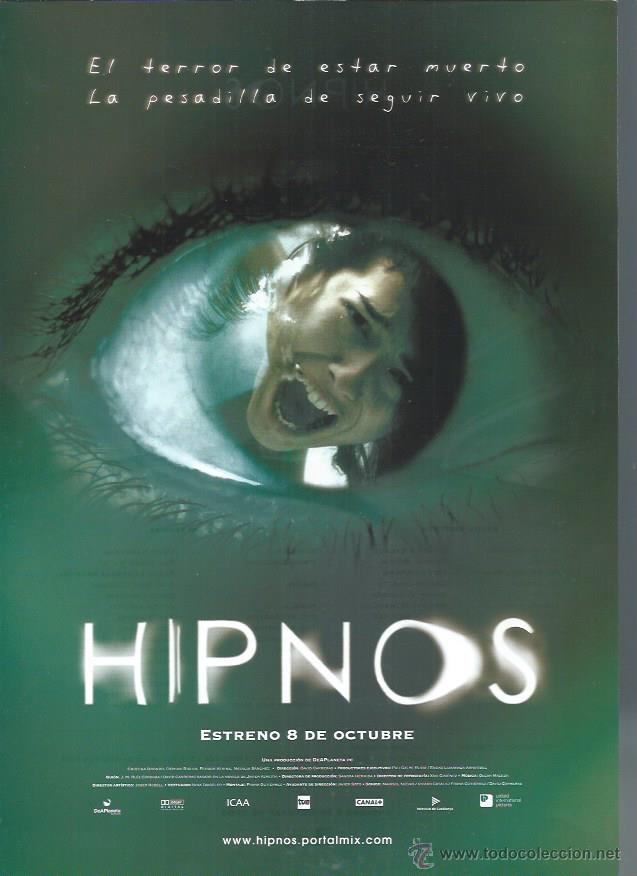 Kino: GU&Iacute;A PUBLICITARIA DE LA PEL&Iacute;CULA HIPNOS, ORIGINAL, 20 POR 30CM