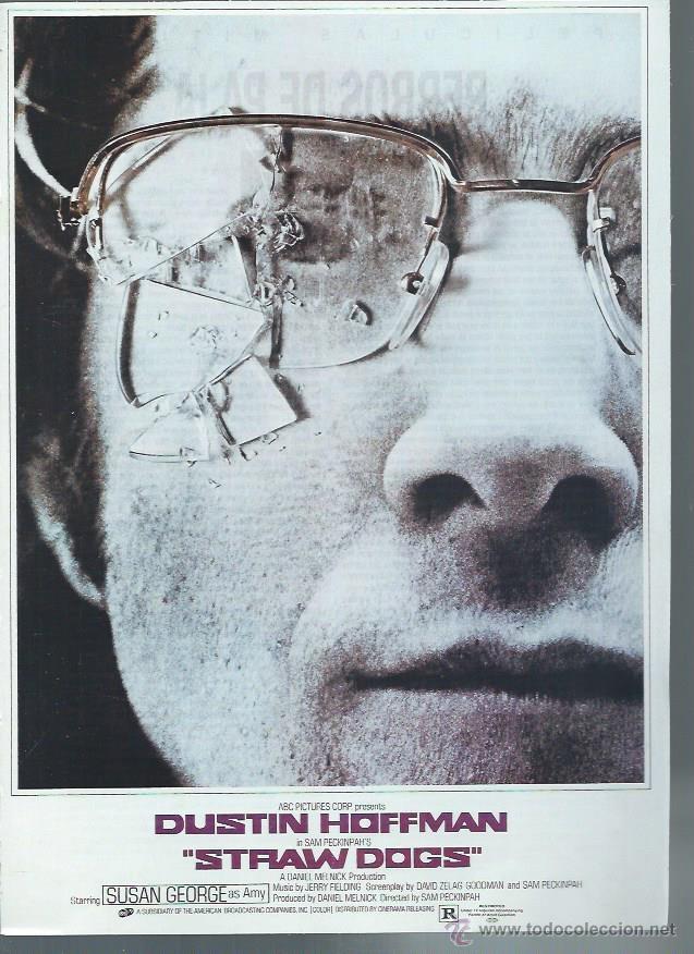 Cinema: GU&Iacute;A PUBLICITARIA DE LA PEL&Iacute;CULA STRAW DOGS, DUSTIN HOFFMAN, ORIGINAL, 20 POR 30CM