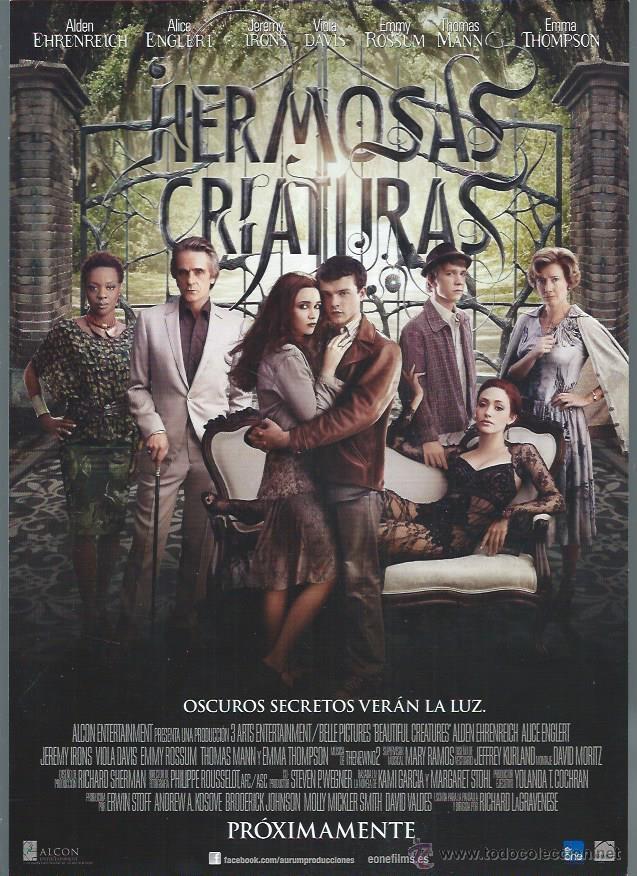 Kino: GU&Iacute;A PUBLICITARIA DE LA PEL&Iacute;CULA HERMOSAS CRIATURAS, ORIGINAL, 20 POR 30CM